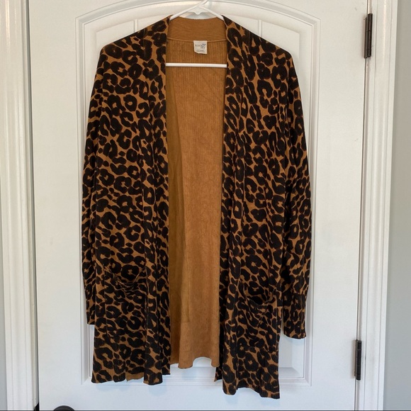 Terra & Sky Sweaters - Terra & Sky Women’s Leopard Long Sleeve Cardigan Size OX 14W